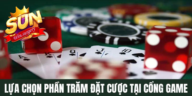 Lựa chọn phần trăm đặt cược từng cửa game